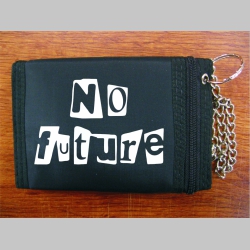No Future pevná textilná peňaženka s retiazkou a karabínkou, tlačené logo
